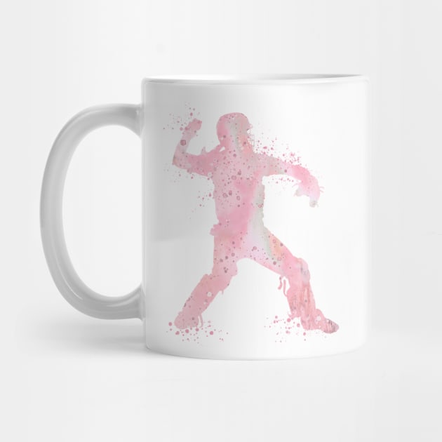 Baseball Girl Catcher Softball Player Blush Pink Watercolor Silhouette by LotusGifts